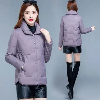 Женская куртка, новинка, одежда с хлопковой подкладкой, Приталенный крой, Корейская мода, отложной воротник, утепленные женские пальто, топы, зима T208