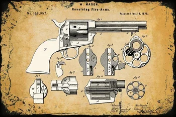Револьвер Colt Peacemaker, пистолет Art - Gun, Металлический Плакат с патентованной печатью, Жестяная Вывеска