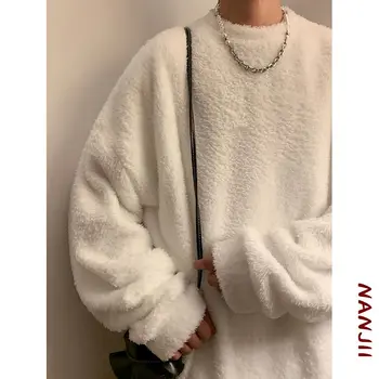 Мужская толстовка из овечьей шерсти, мужской осенне-зимний бархатный утолщенный пуловер, внутренняя одежда с круглым вырезом, мужская куртка без капюшона