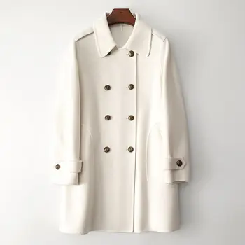 30 кашемир 70 шерсть двустороннее шерстяное пальто 2023 осенняя повседневная новинка, шерстяное пальто для женщин