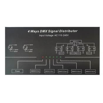 Разветвитель Усилителя DMX512 Повторитель сигнала DMX512 1CH DMX121 4CH 4 Выходных Порта Распределитель Сигнала DMX124, AC100V-240V